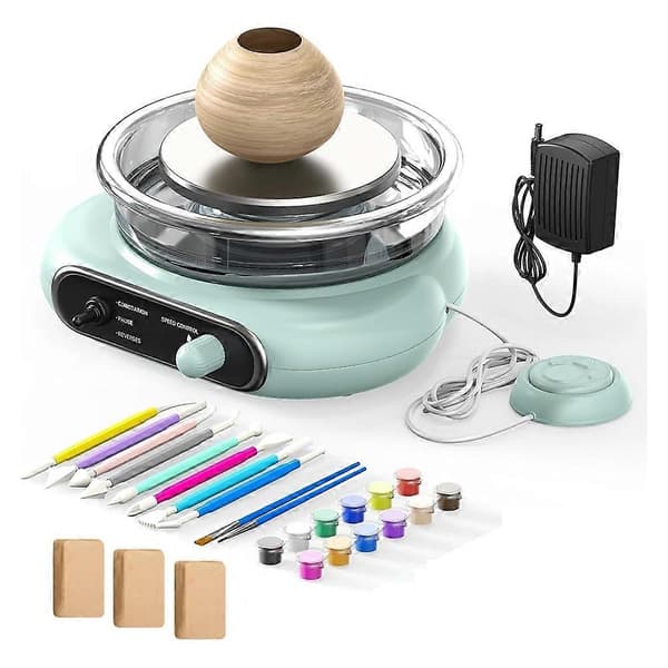 Mini Pottery Wheel Kit - Electric Clay Wheel with Foot Pedal, Adjustable Speed Ceramic Making Machine EU Plug