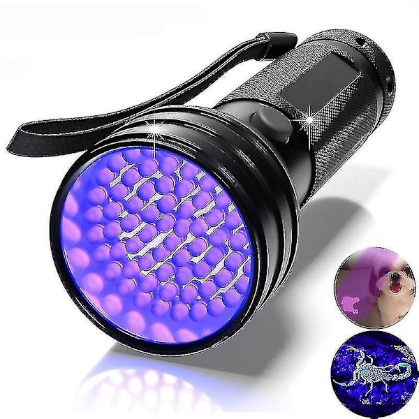 Vanntett Blacklight UV LED lommelykt med 100 LED-er