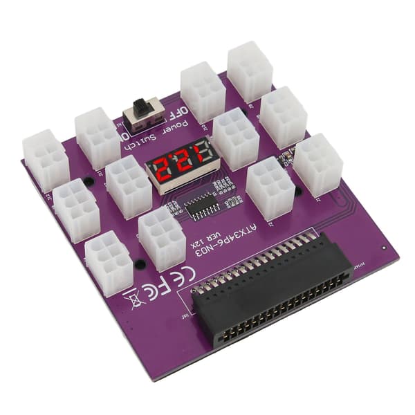 GPU-adapterkort 6Pin 12 porte LED-display 1200W strømforsyning strømstik adapterkort til industri