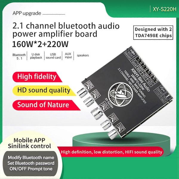 XY-S220H 160Wx2+220W Effektforstærkerkort TDA7498 Subwoofer Modul