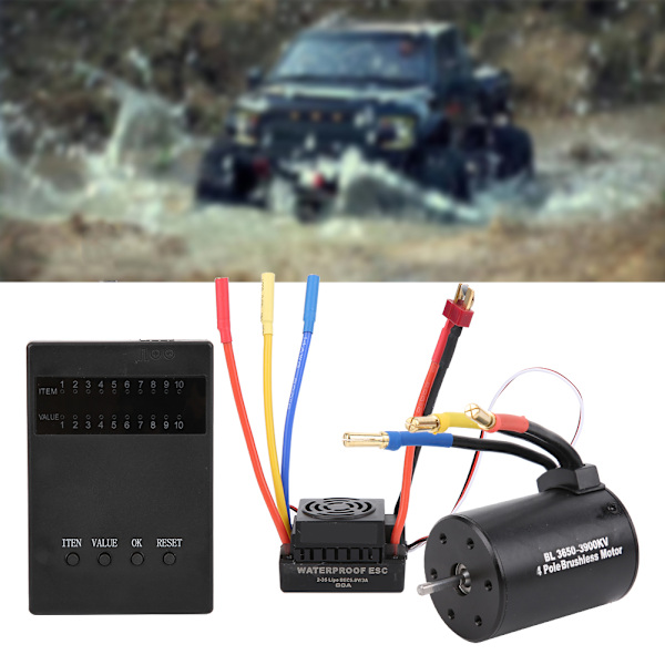 3650 3900KV Borstlös Motor Programmeringskort 60A ESC med Vattentät BEC för 1/10 RC Bil
