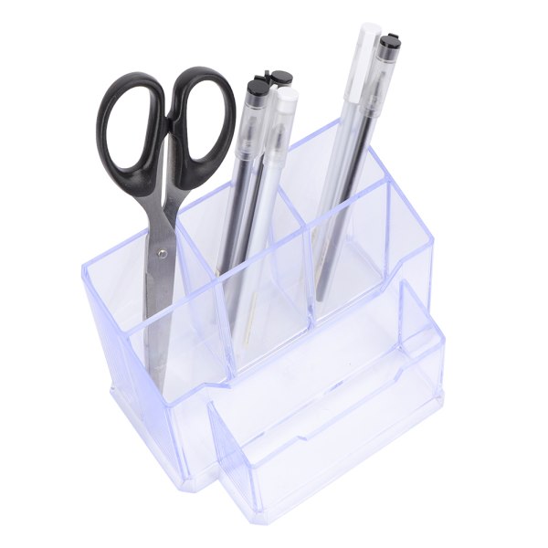 Populær kontorartikler Transparent Multifunktions Penholder med Card Box i Transparent White