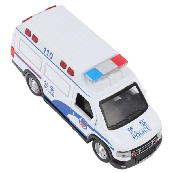 Modellbil Simulering Ljud Ljus Polisbil Leksak Nödmetallbil Öppen Dörr Dra Tillbaka Framåt Present för Pojke