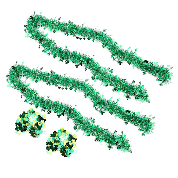 Shamrock Confetti Clover Tinsel Garland Lucky Irish Themed Craft Party Decorations