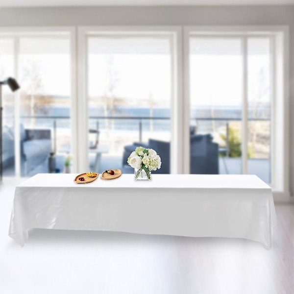 Tvättbar, fläckresistent rektangulär duk för bankett, bröllopsfest (147x 320 cm) (vit)