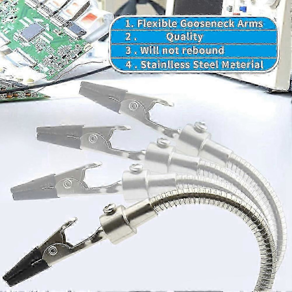 Lödningsverktyg Tredje Hand Lödverktyg PCB-hållare med Lödkolvsställ, Metallbas Flexibla Metallarmar för Lödning