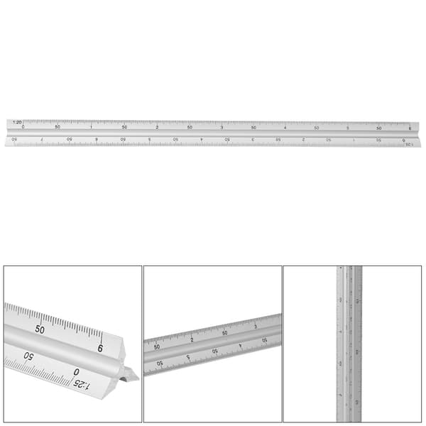 30 cm triangulär skalstock i aluminiumlegering, multifunktionell ingenjörsmätlinjal