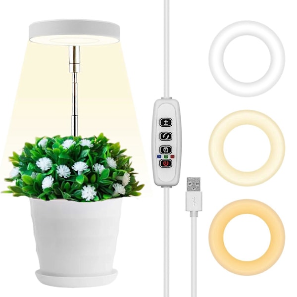 Växtlampa LED för Inomhusväxter, Höjdjusterbar Växtlampa med Automatisk På/Av Timer för Små Växter ZD B2 A