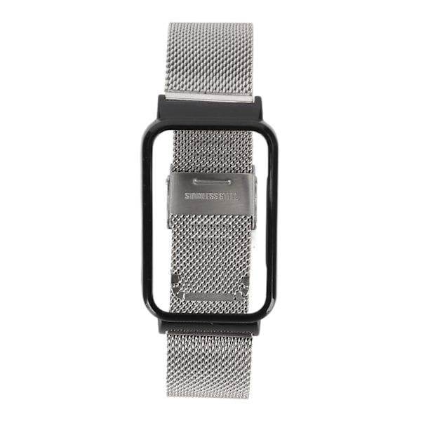 Mesh -rem i rostfritt stål med svart case som ersätter tillbehör Passar för Mi Band 7 Pro Silver