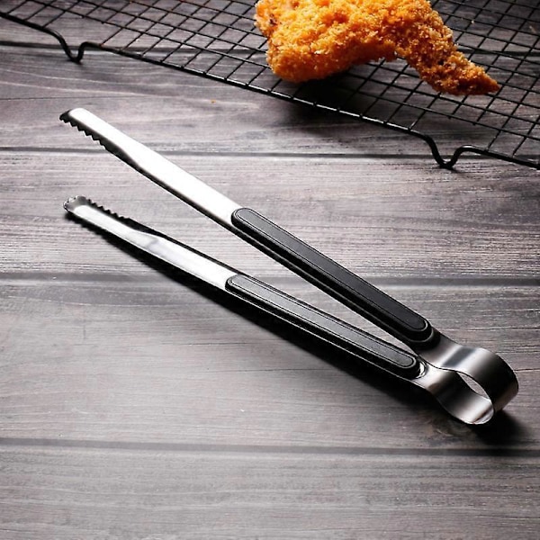 Grillklype med skjær, rustfritt stål klypesett, sklisikker, varmebestandig for grilling og mer (Svart)