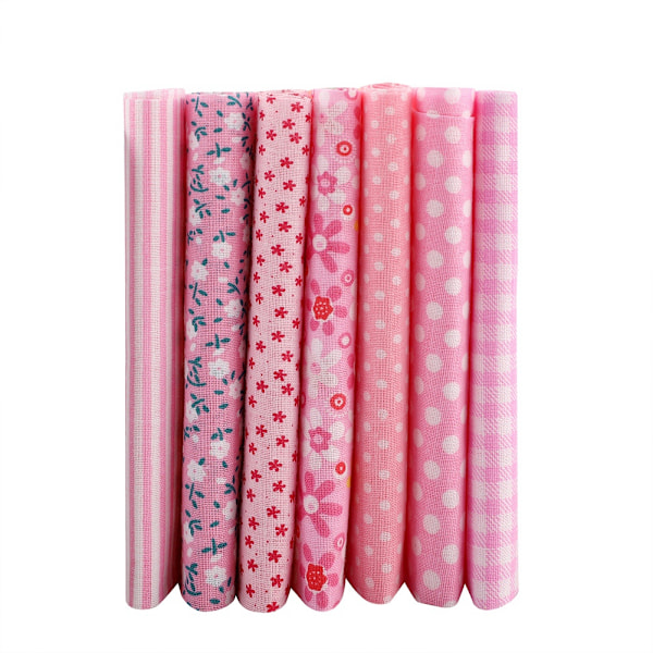 7 st bomullstyg DIY blandade rutor förskurna sängkläder kvarter bunt rosa 25*25cm