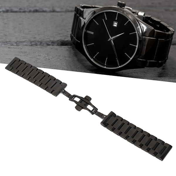 Rustfrit stål Quick Release Urrem Udskiftning af urrem 24MM Sort