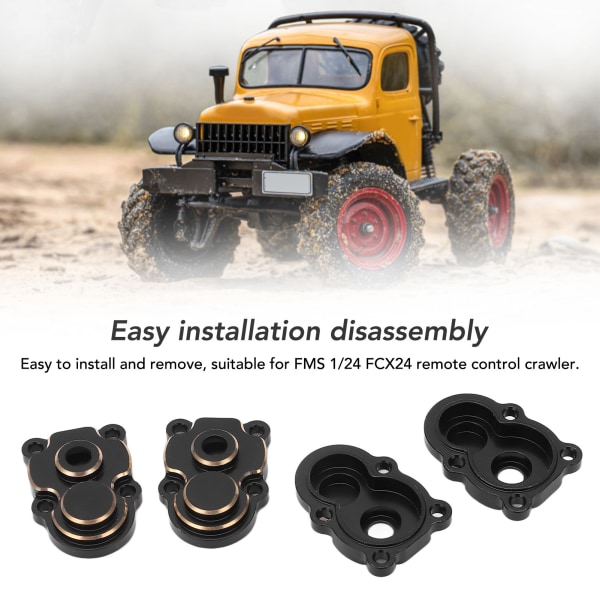 4 stk RC knokedeksel Messing Høystyrke Rustbestandig RC Aksel Gear Cover for FMS 1/24 FCX24 RC Crawler Black