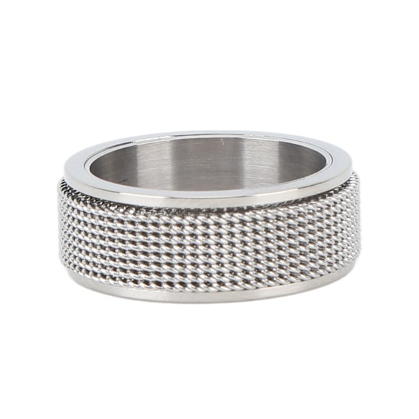8MM Miesten Spinner-rengas Äänetön Titaani Teräs Hieno Ahdistusrengas Ahdistuksen Stressin Lievitykseen Hopea Nro 10 62,4 mm / 2,5 tuumaa