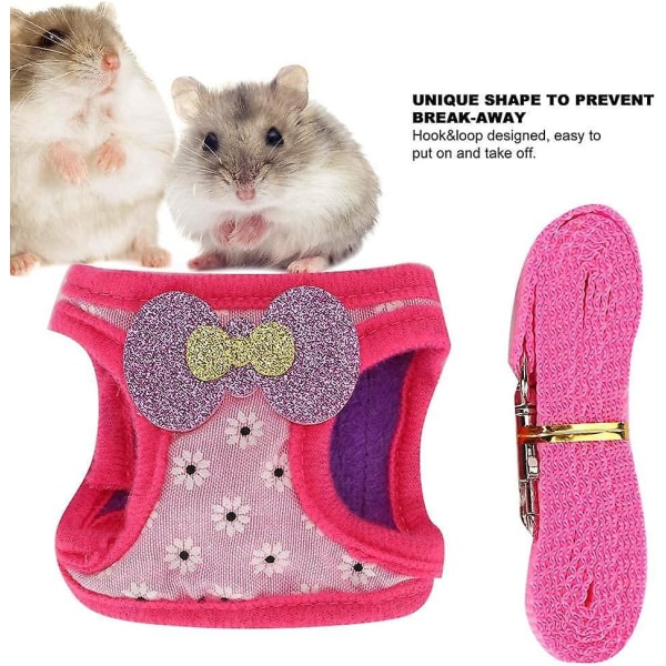Litet set för husdjur - bekväm dragväst med bröstrem för kaniner, hamstrar, marsvin (medelstor) - rosa