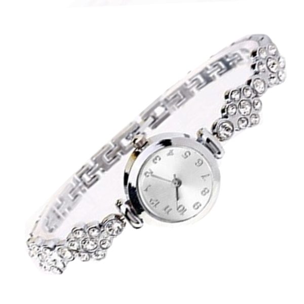 Kvinner Alloy Watch Fasjonable Elegant Rhinestones Band Watch for Office Work Business Trip