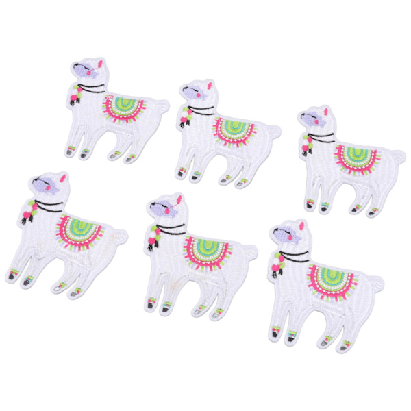 6 stk. strygejern på patches tegneserie alpaca form DIY bomuld broderi tøj patches badge patches dekoration