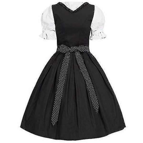Saksala oluttyttö Dirndl Oktoberfest -asu, jossa puffhihat ja selkäjousi, XL