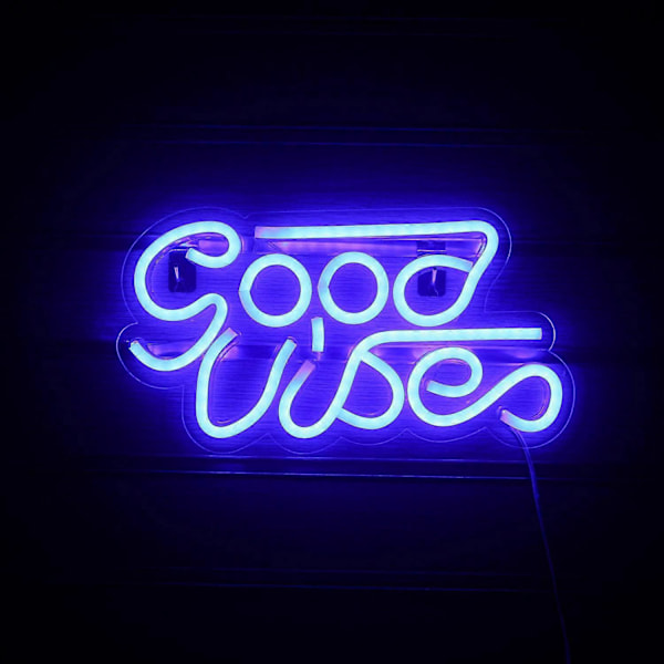 Blå Good vibes Neon Skilte Led Lys Natlys Good vibes Væg Neon Skilt Til Børneværelse Hjem Butik Gaming Nytårsgave (13'7.1')