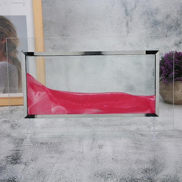 Dynamisk sandbild rosa vacker present tredimensionell dekorationsprydnad med 2 st bas rosa