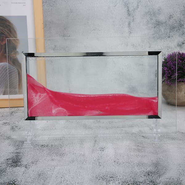 Dynamisk Sandbillede Pink Smuk Gave Tredimensionel Dekorationspynt med 2 Stk. Base Pink