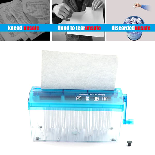 Handdokumentförstörare MINI Manuell A4 Kontorsmaterial Skydd Konfidentiell Maskin