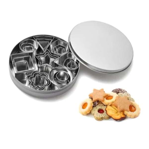 24 stk kakeformsett kjeksform 430 rustfritt stål grønnsak fruktform for DIY baking matlaging