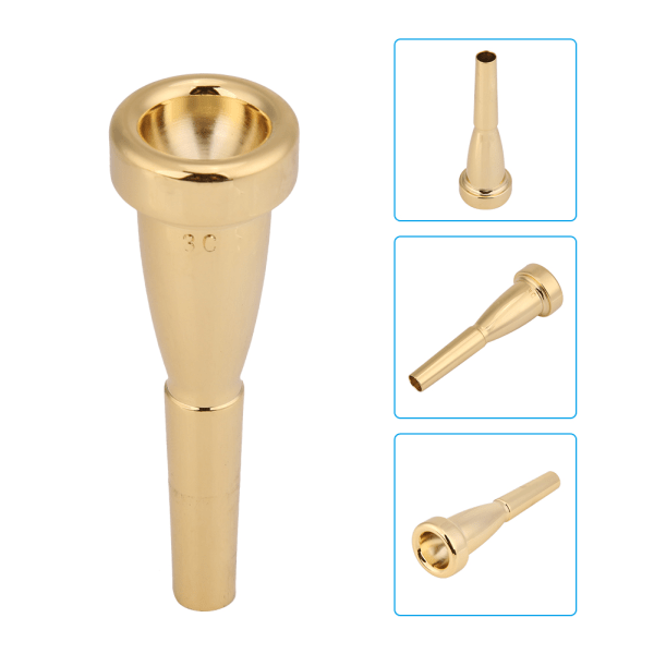 Trumpetmunstycke för musikinstrumenttillbehör i storlek 3C (guld)