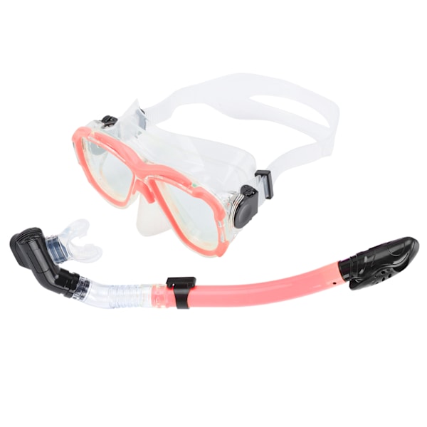 Vuxen Snorkel Set AntiFog Dykning Täcka Härdat Glas Ögon Med Torr Topp Snorkel Rör(Rosa )