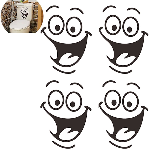 Funny Smile Sticker Set - Cute Fridge and Toilet Wall Decor, Humorous Room Decoration - 4pcs