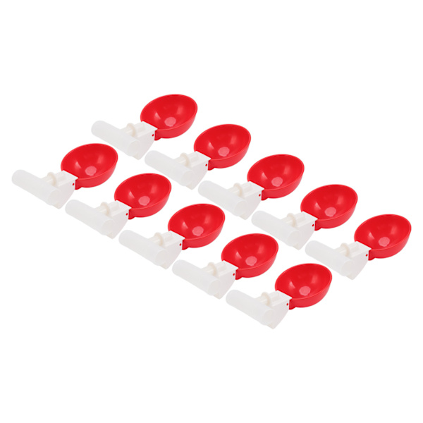 10 Set Kyckling Drickkopp Automatisk Vatten Drickare Stor Röd Plastskål för Anka Fågel Höna G1/2