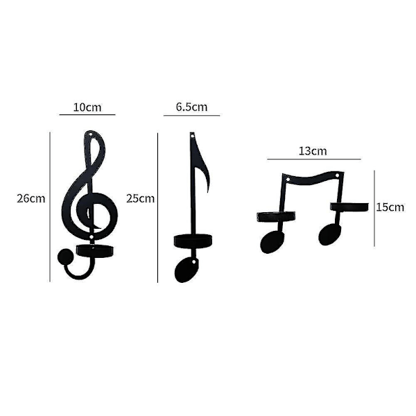 Svart vägglampa i form av musiknoter - Set om 4 | Kreativa heminredningsväggdekorationer