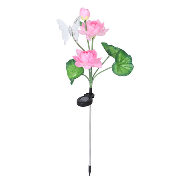 Solcelledrevet lysstyring Lotus-stil farverig LED-plænelampe til havegård sommerfugl