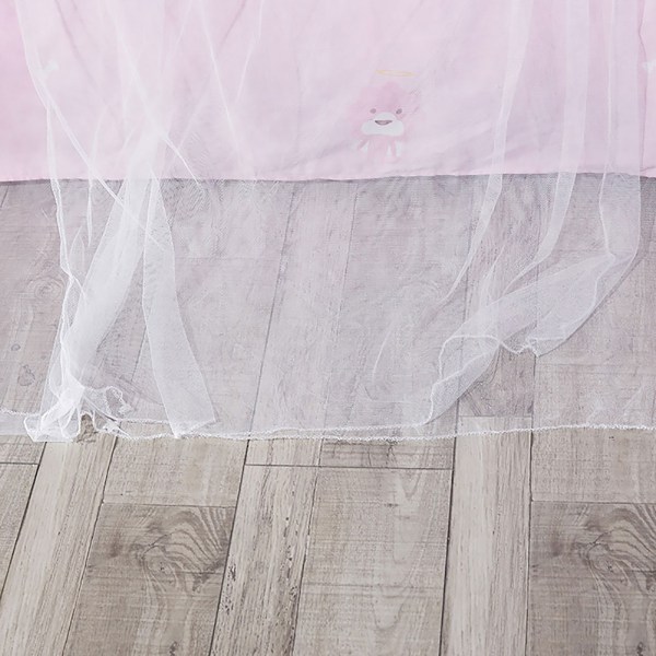 Rund baldakin blonder i prinsessestil myggnettsengegardin for barneseng (hvit)
