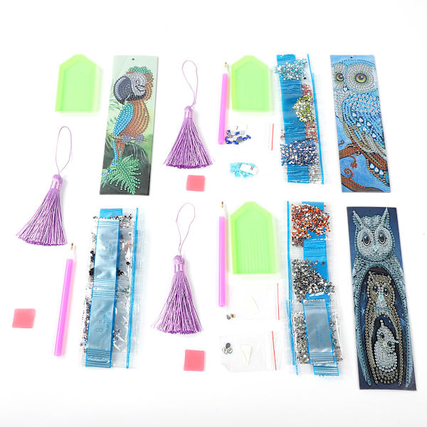3 st DIY bokmärken material 5D diamantmålning verktyg oavslutad kristallbroderi konstset med tofs korsstygn