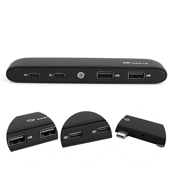 4-porttinen USB-keskitin TYPE-C-liitännällä, sisäänrakennettu kosketus-LED-valo, sopii Tesla Molde 3 2020.6-2021.1 -autoon