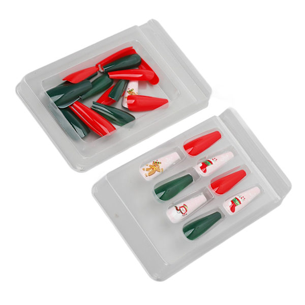 30st jul falska naglar Söt snygg jultomte mönster Slim Xmas Full Wrap lösnaglar till julfest 0070 LJ04