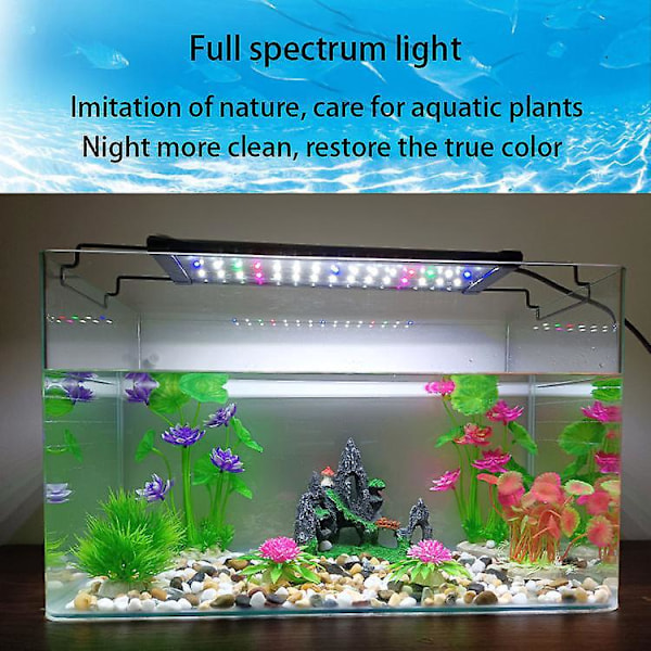 12W Fuld Spektrum LED Akvariebelysning med Timer og Justerbare Beslag til 40-55cm Fisktanke