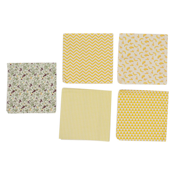 5pcs Cute Fabric Pure Cotton Material DIY Cutting Yellow Twill Print Pattern Comfortable Soft Quilting Sewing Cloth