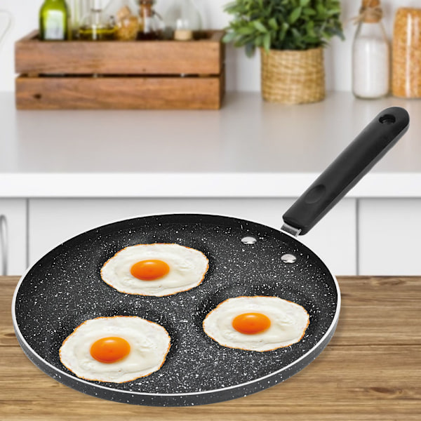 3 runde hull Non Stick belegg egg stekepanne hjem kjøkken kokekar frokost matlaging verktøy