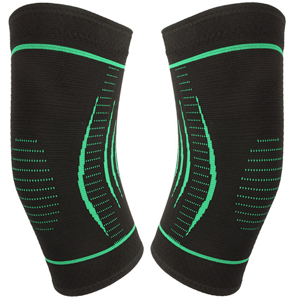 2 st Unisex Nylon Stickade Knäskydd Alla Sidor Andas Håll Varm Löpning Sport Knäskyddgrön S