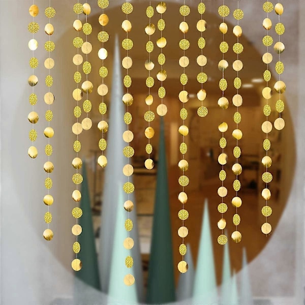Kultaiset ympyräpisteet Garland Kultaiset juhlakoristeet Glitter Polka Dots Streamers Ripustettava tausta