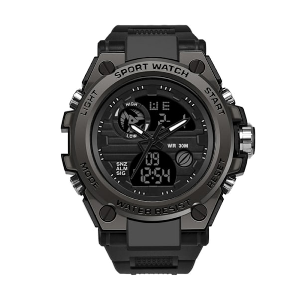 LED Electronic Sports Watch Vattentät Lätt Dual Display Luminous Smartwatch för pojkar Svart
