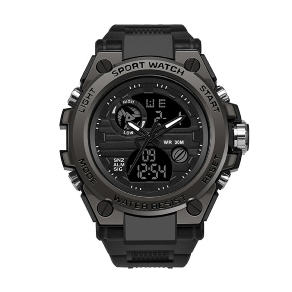 LED Elektronisk Sportsur Vandtæt Letvægts Dual Display Lysende Smartwatch til drenge Sort