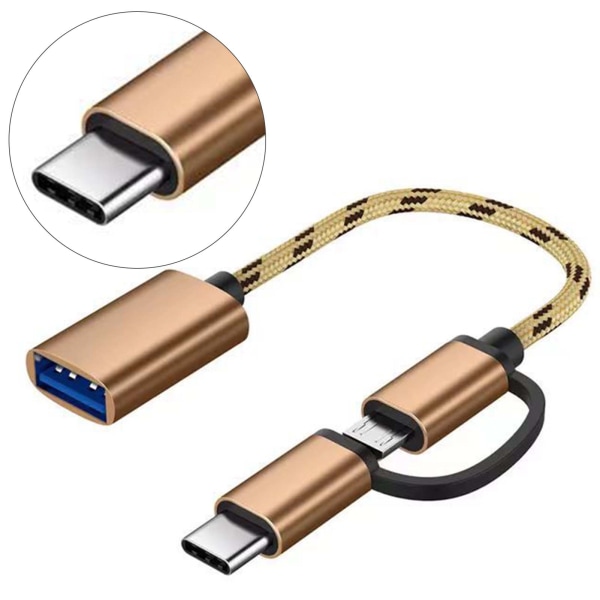 TYPE C OTG Adapter Kabel 2 i 1 USB Type C til USB Adapter til Android Telefon U Disk Card Reader Rose Gold