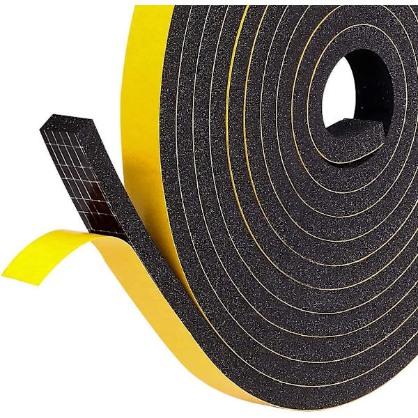 Skumgummi værlist tetning - 20mm X 10mm X 2m - Trekkfri isolasjon for dører og vinduer - Møbelbeskytter (1 rull)