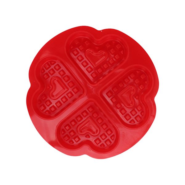 Vaffel silikonform sikker god elastisitet enkel demoulding DIY bakeform for å lage puddinger kake sjokolade 4 rutenett hjerteform 58004