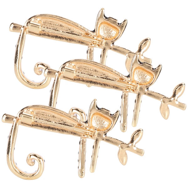 3 stk. broche nåle håndlavede retro mode legering katteformet DIY bryllupsbuket sæt sort
