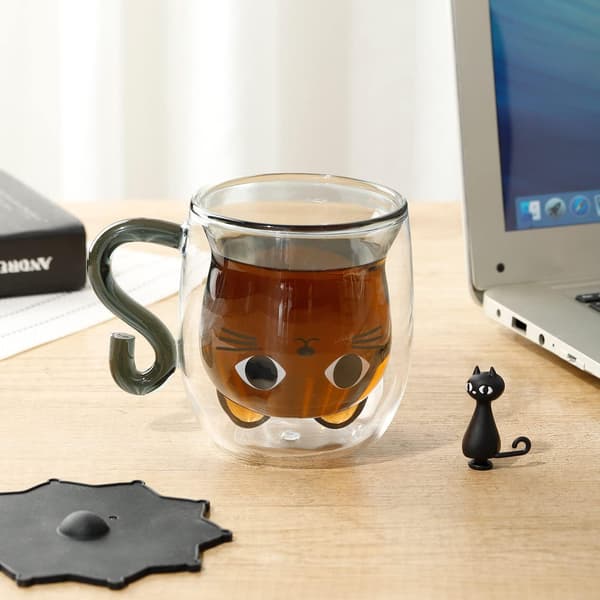 Kaffekop kat krus, dobbeltglas, original julegave