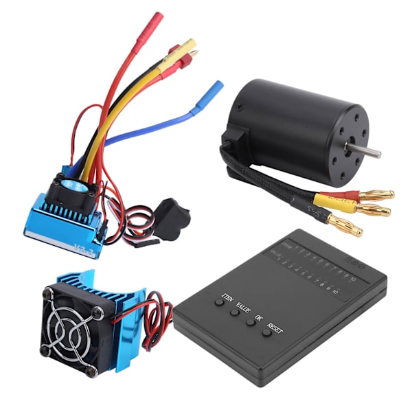 3650 Motor 2300KV+ 120A Borstlös ESC + Programmeringskort + Kylsänkesats för 1/10 RC-bil